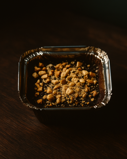 Peanut Crusted Brownie Cake