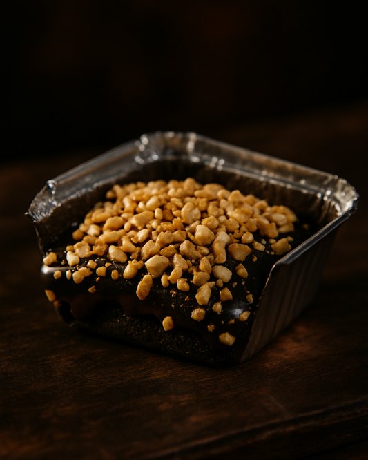 Peanut Crusted Brownie Cake